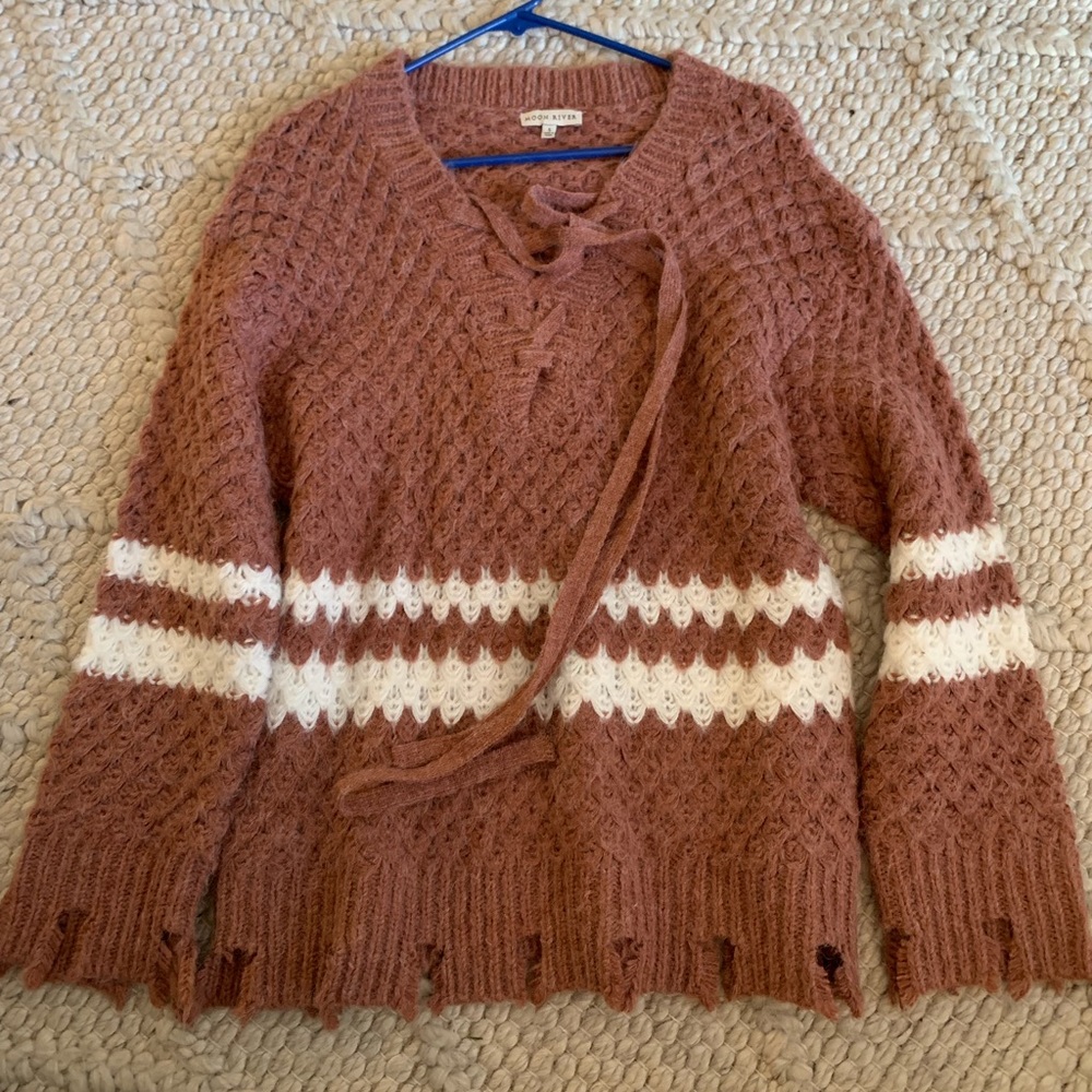 Moon river chunky sweater with tied front